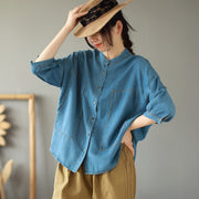 Women's Summer Tencel Loose Solid Color Shirt