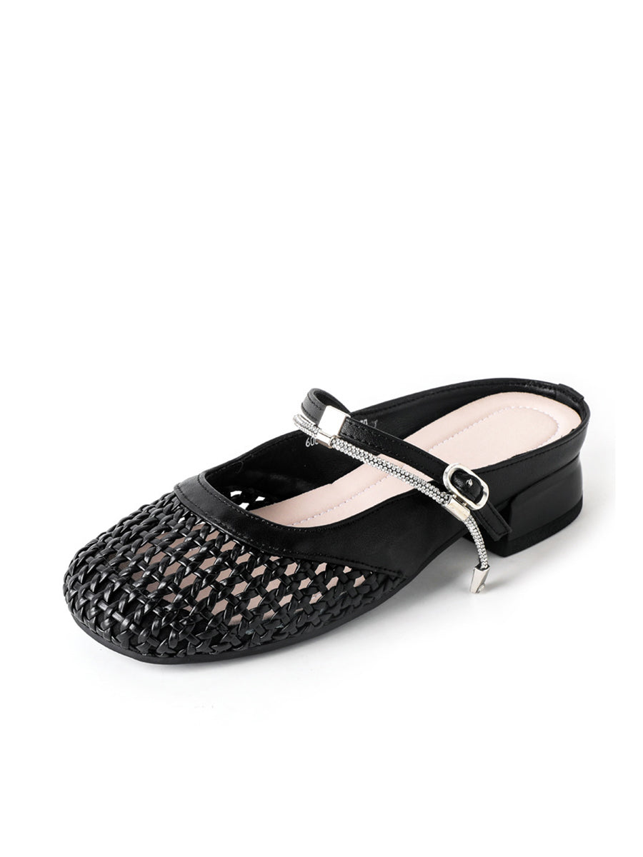 Women Summer Casual Genuine Leather Weave Sandals