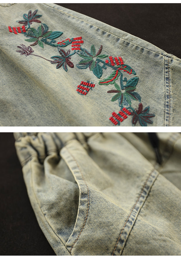 Summer Cotton Embroidered Denim Skirt