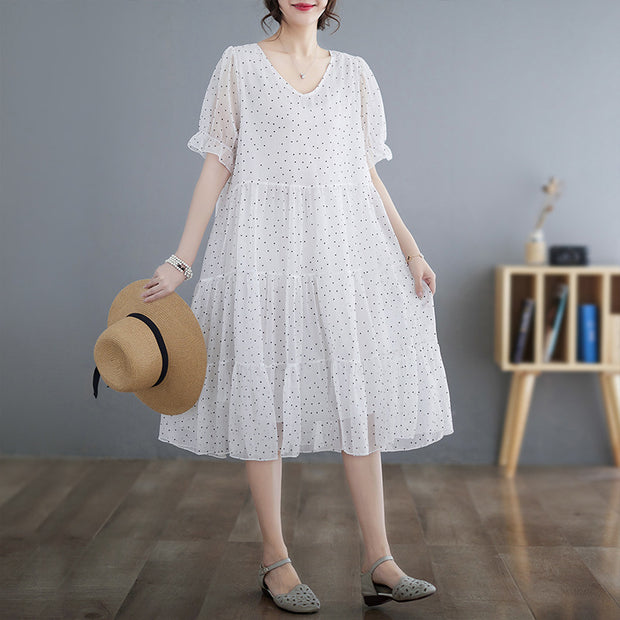 Summer Plus Size French V Neck Elegant Dress
