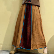 Summer Embroidered Loose Waist Linen Skirt