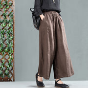 Women's Spring Retro Solid Color Linen Pants