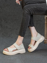 Women Summer Casual Genuine Leather Platform Sandals