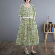 Summer Tencel Ramie Round Neck Dress