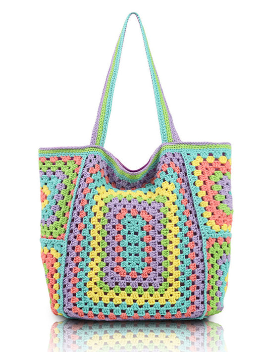 Women Summer Ethnic Knitted Shoulder Bag