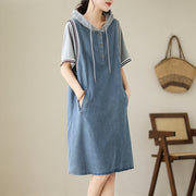 Summer Loose Hooded Denim Dress