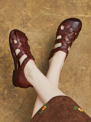 Women Casual Summer Leather Weave Sandals