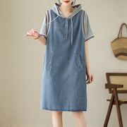 Summer Loose Hooded Denim Dress