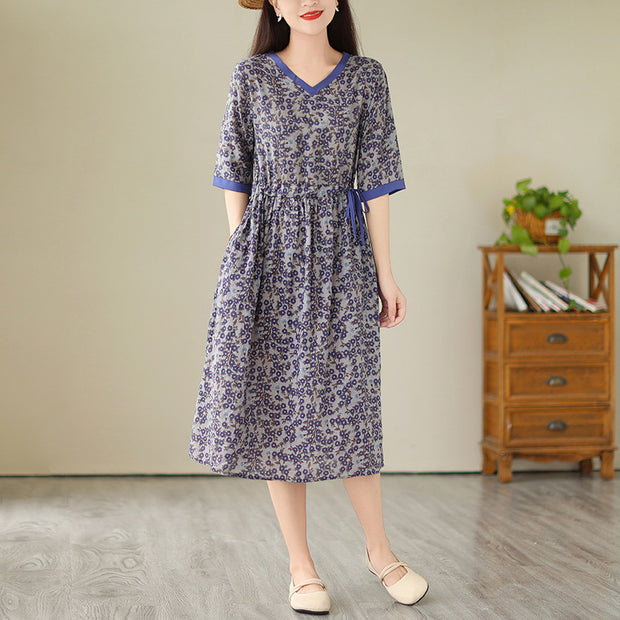 Summer French Print Lace Flower Dress