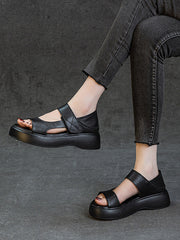 Women Summer Casual Genuine Leather Platform Sandals