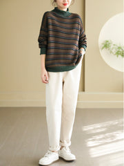 Women's Winter Retro Striped Knitted Top