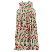 Summer Cotton Linen Printed Sleeveless Dress