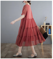 Summer Plus Size French V Neck Elegant Dress