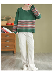 Women's Autumn Loose Round Neck Striped Knitted Top