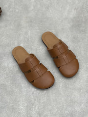 Women Casual Summer Soft Leather Flar Slippers