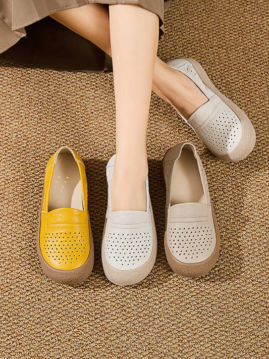 Women Summer Genuine Leather Flat Shoes
