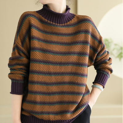 Women's Winter Retro Striped Knitted Top