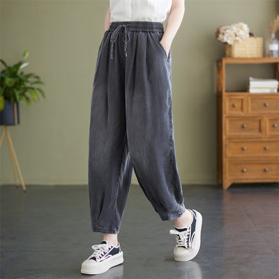 Women's Summer Tencel Beamed Harem Pants