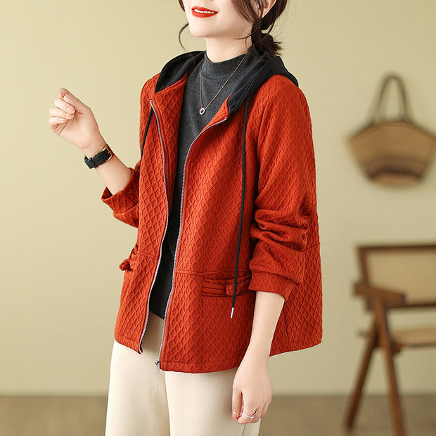Women's Autumn Loose Hooded Cotton Jacket