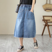 Summer Retro High Waist Denim Skirt