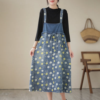 Spring Loose Denim Suspender Skirt