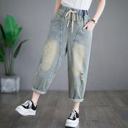 Women's Summer Ripped Denim Cropped Pants