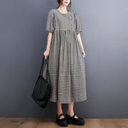 Summer Plus Size Round Neck Plaid Dress