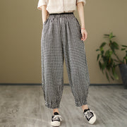 Women's Spring Retro Linen Plaid Pants