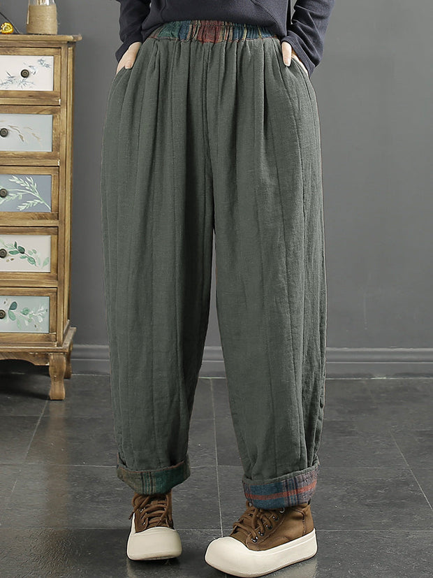 Plus Size Vintage Patchwork Thicken Harem Pants