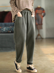 Women Winter Thicked Solid Warm Harem Pants