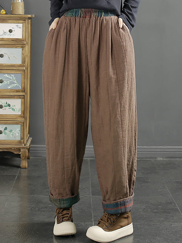 Plus Size Vintage Patchwork Thicken Harem Pants