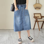 Summer Retro High Waist Denim Skirt