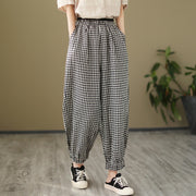 Women's Spring Retro Linen Plaid Pants