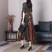 Women Summer Vintage Print Spliced Loose Dress