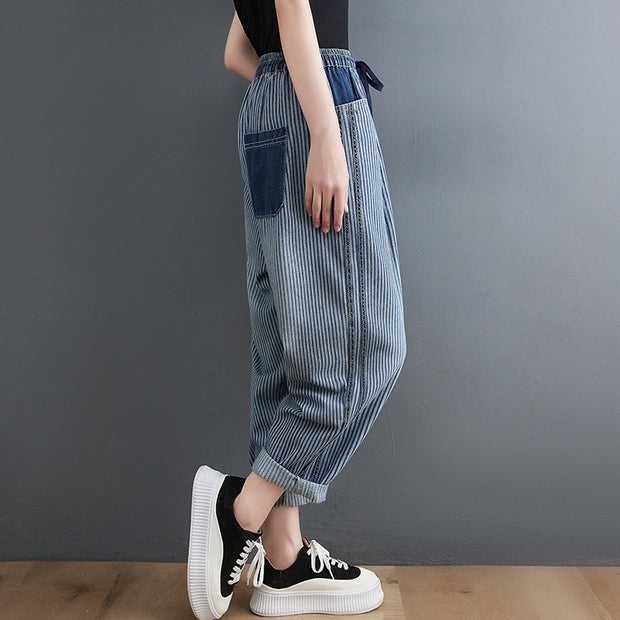 Women's Spring Vertical Stripe Jeans