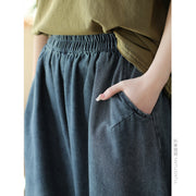 Women's Summer Cotton Wide Leg Cropped Jeans