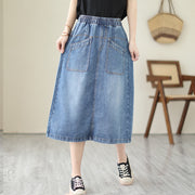 Summer Retro High Waist Denim Skirt