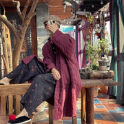 Women's Winter Retro Linen Solid Color Coat