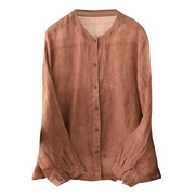 Women's Spring Round Neck Ramie Shirt