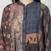Women Vintage Plant Irregular Spliced Suit