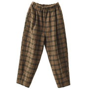 Women's Autumn Woolen Plaid Pants