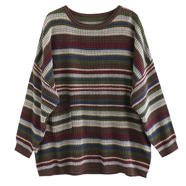 Women's Autumn Striped Cotton Knitted Top
