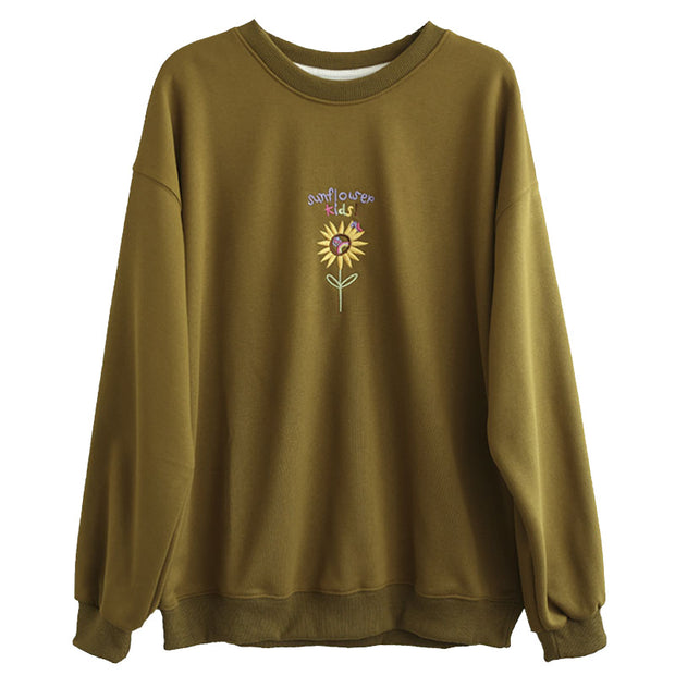 Women's Autumn Round Neck Embroidered Sweatshirt