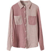 Women's Spring Vintage Double Cotton Yarn Shirt Plaid Shirt
