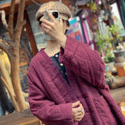 Women's Winter Retro Linen Solid Color Coat