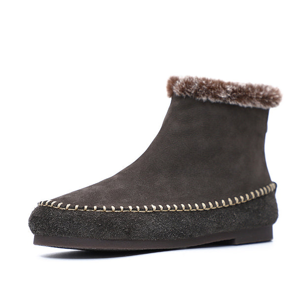 Winter Women's Retro Fur Soft Sole Boots
