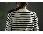 Autumn V-neck Knitted Striped Top