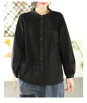 Spring Women's Solid Color Stitching Shirt