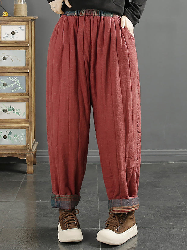 Plus Size Vintage Patchwork Thicken Harem Pants