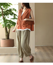 Vintage Pure Linen Sleeveless Vest